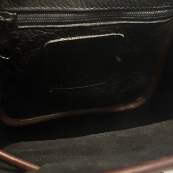 VTG Brighton Black & Brown silver Bucket Bag Crocodile print pebbled leather 90s - Picture 6 of 15